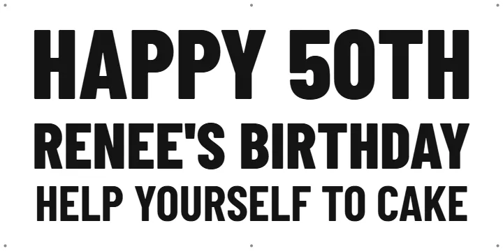 Cake Table Sign: Custom Vinyl Banner example, 4 x 2 ft