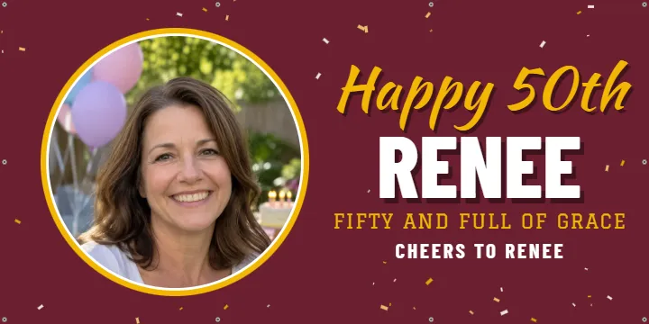 Maroon and Gold Photo Ring: Birthday Photo Banner example, 6 x 3 ft