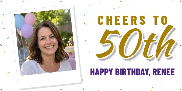 Purple and Gold Instant Photo: Birthday Photo Banner example, 6 x 3 ft