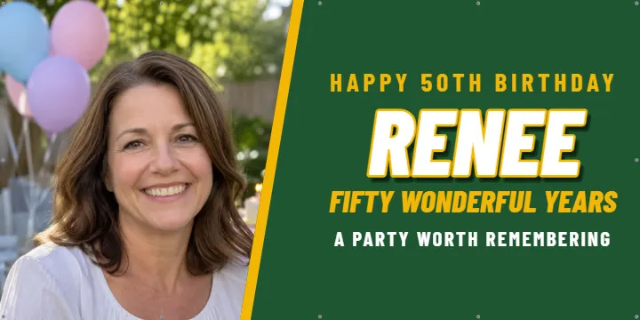 Green and Gold Classy Wide: Birthday Photo Banner example, 8 x 4 ft