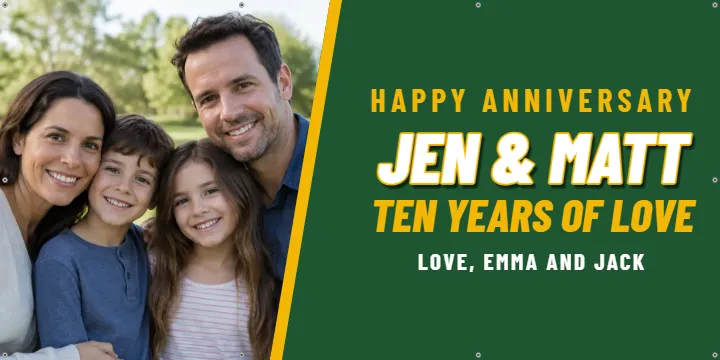 Anniversary Banner With a Photo: Custom Photo Banner example, 6 x 3 ft