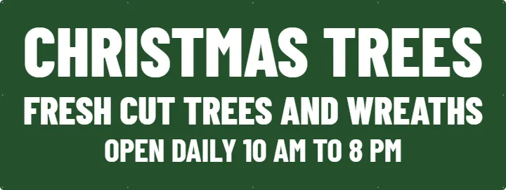 Tree Lot Banner on the Fence: Christmas Tree Banner example, 8 x 3 ft