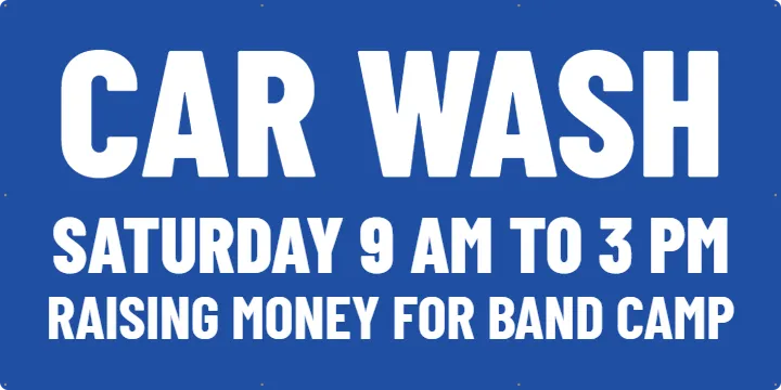 Fundraiser Car Wash at the Road: Car Wash Banner example, 6 x 3 ft
