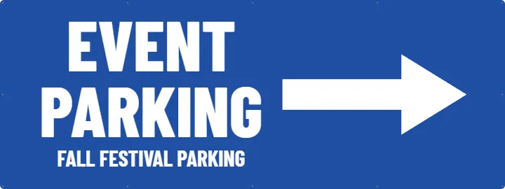 Event Parking With an Arrow: Parking Banner example, 8 x 3 ft