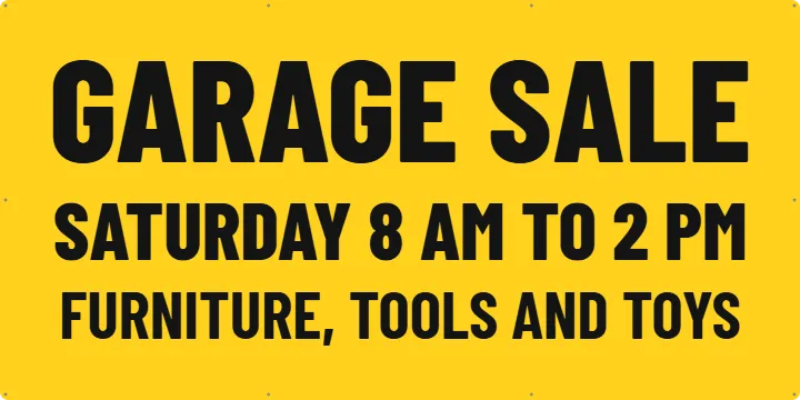 6 x 3 ft Garage Door: Garage Sale Banner example, 6 x 3 ft