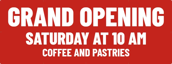 8 x 3 ft Storefront: Grand Opening Banner example, 8 x 3 ft