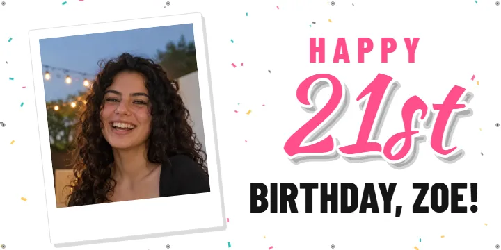 Big 21 snapshot: Birthday Photo Banner example, 6 x 3 ft