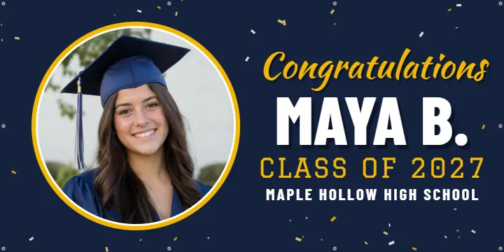 Gold ring for the grad: Graduation Banner example, 6 x 3 ft