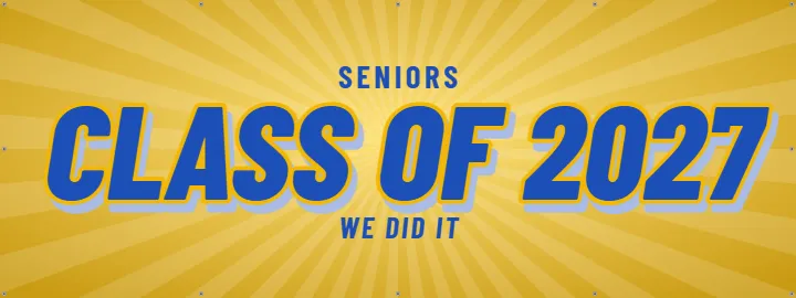 Starburst class banner: Class of 2027 Banner example, 8 x 3 ft