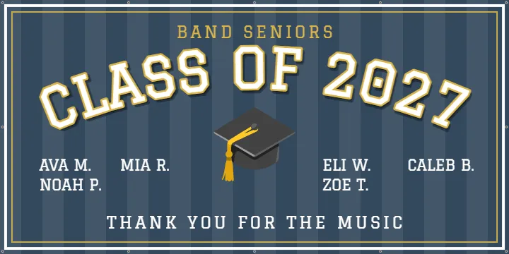 Band seniors with names: Class of 2027 Banner example, 8 x 4 ft