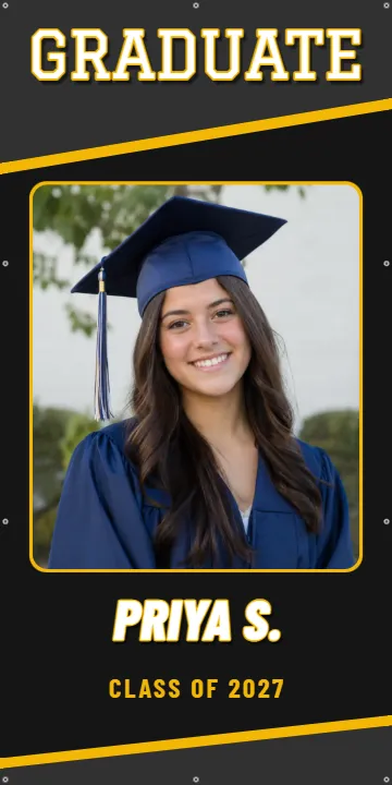 Tall banner for the front door: Graduation Banner example, 3 x 6 ft