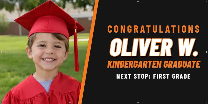 Kindergarten graduate: Graduation Banner example, 6 x 3 ft