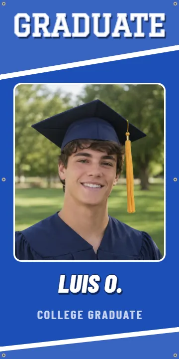 Compact upright for a college grad: Graduation Banner example, 2 x 4 ft