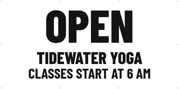 Short OPEN Sign for a Studio: Now Open Banner example, 6 x 3 ft