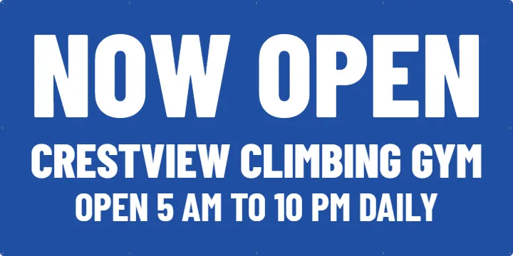 Gym Now Open on a Plaza Wall: Now Open Banner example, 8 x 4 ft