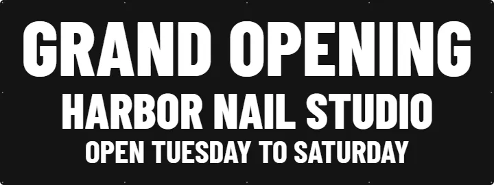 Salon Opening, White on Black: Grand Opening Banner example, 8 x 3 ft