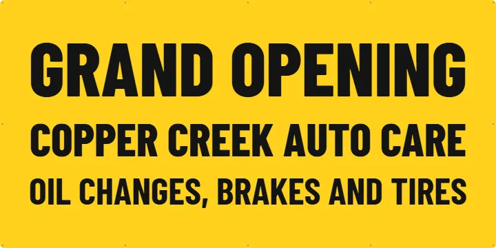 Repair Shop Fence Banner: Grand Opening Banner example, 8 x 4 ft