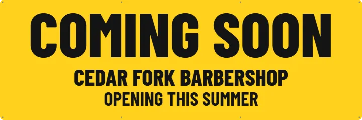 Coming Soon Fence Banner, 6 x 2 ft: Coming Soon Banner example, 6 x 2 ft