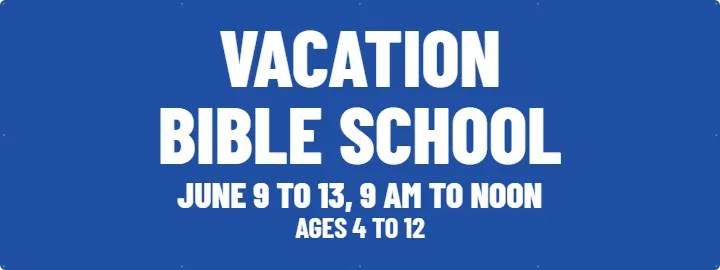 Bible school between two trees: VBS Banner example, 8 x 3 ft