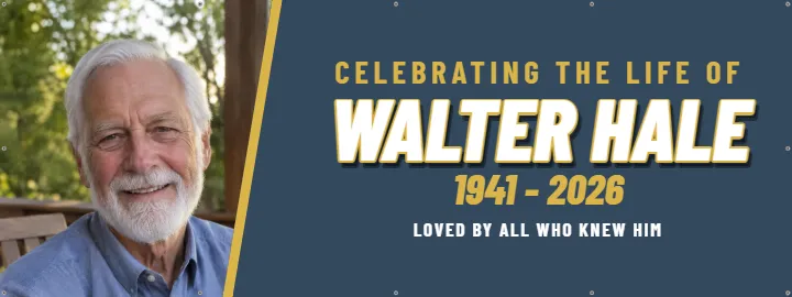 Photo on the Left for the Hall: Celebration of Life Banner example, 8 x 3 ft