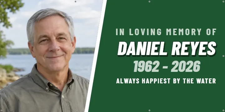 A Line That Sounds Like Him: Celebration of Life Banner example, 6 x 3 ft