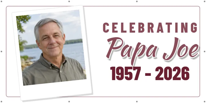 Instant Photo for Papa: Celebration of Life Banner example, 6 x 3 ft