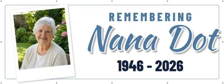 Snapshot for Nana: Celebration of Life Banner example, 8 x 3 ft