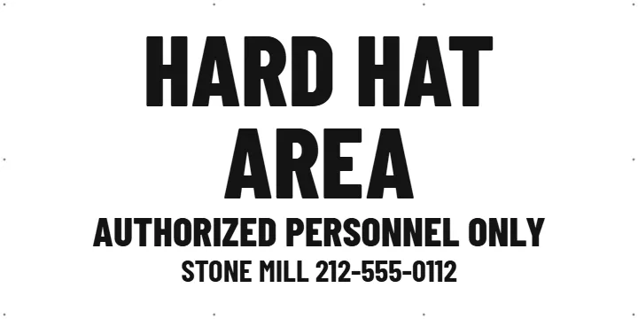 Hard hat area on a chain link fence: Mesh Fence Banner example, 6 x 3 ft