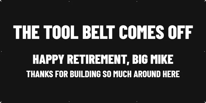 Tool belt comes off: Custom Vinyl Banner example, 6 x 3 ft