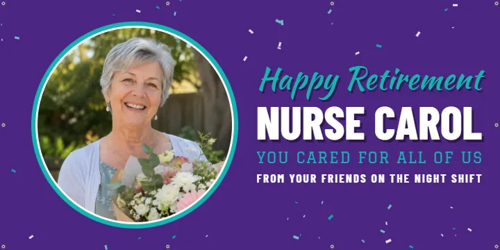 Ring photo for a nurse: Retirement Banner example, 6 x 3 ft