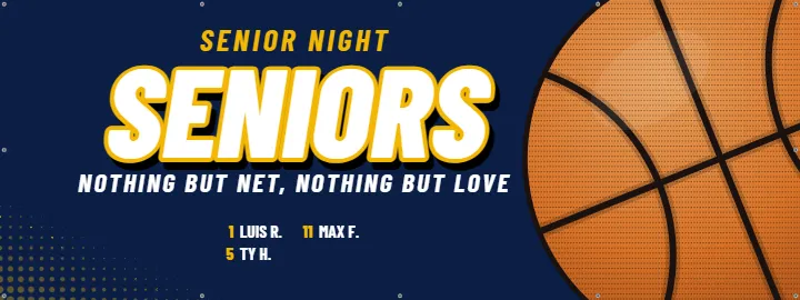Basketball Seniors With a Pun: Basketball Team Banner example, 8 x 3 ft