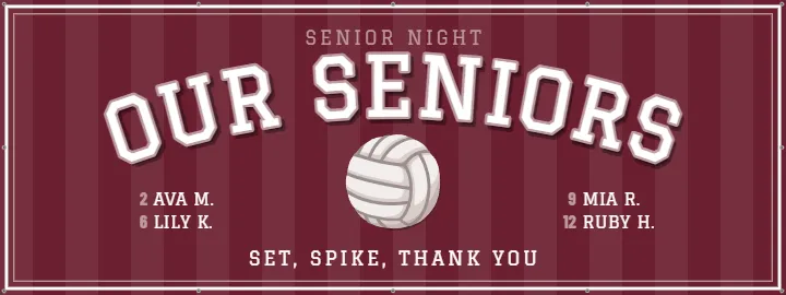 Volleyball Varsity Style Roster: Volleyball Team Banner example, 8 x 3 ft