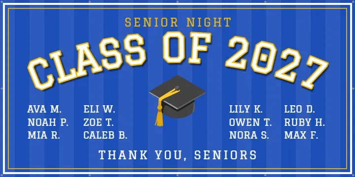 Every Fall Sport on One Banner: Class of 2027 Banner example, 8 x 4 ft