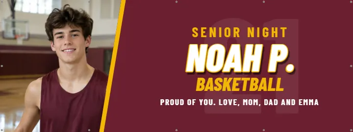 Wide Banner With a Family Note: Senior Banner example, 8 x 3 ft