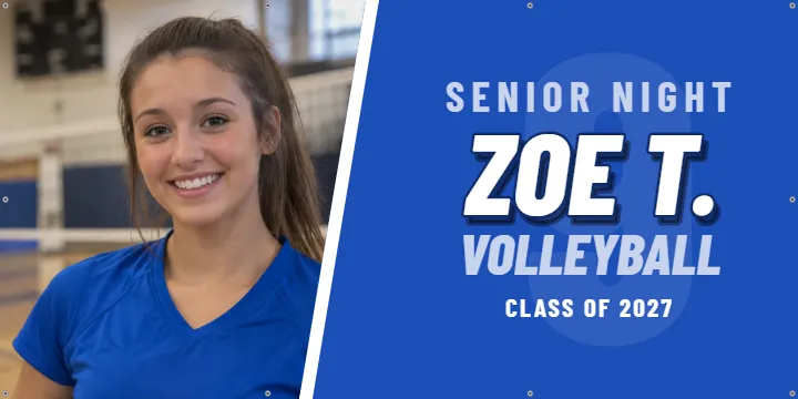 Gym Wall Banner in Royal Blue: Senior Banner example, 6 x 3 ft