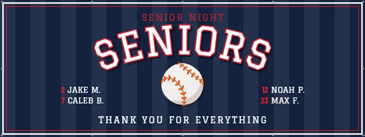 Baseball Seniors on One Banner: Baseball Team Banner example, 8 x 3 ft