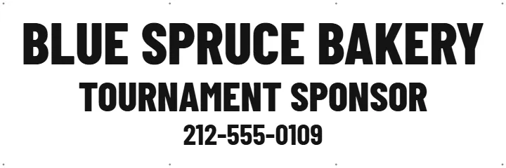 Bakery board for a tournament: Sponsor Banner example, 6 x 2 ft