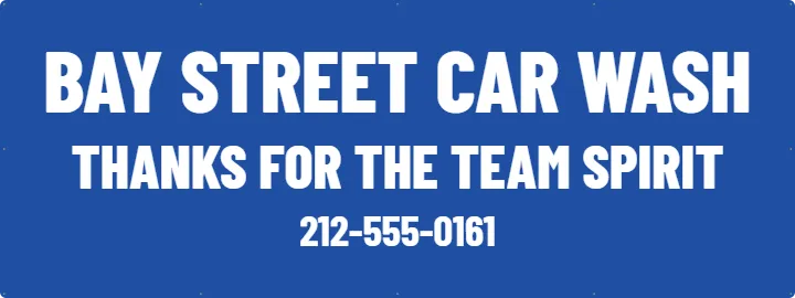 Car wash board, blue: Sponsor Banner example, 8 x 3 ft