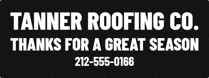 Roofer board on a gym wall: Sponsor Banner example, 8 x 3 ft