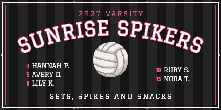 Varsity Volleyball in Black and Pink: Volleyball Team Banner example, 6 x 3 ft