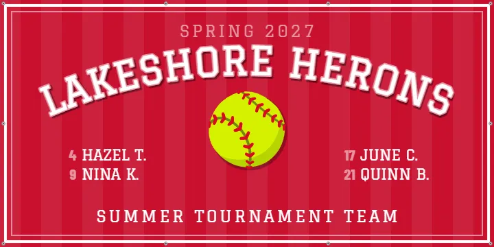 Varsity Softball for a Short Roster: Softball Team Banner example, 6 x 3 ft