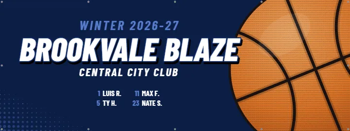 Basketball Big Ball for the Gym Wall: Basketball Team Banner example, 8 x 3 ft