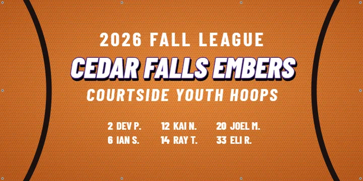 Basketball in Seams Style: Basketball Team Banner example, 6 x 3 ft