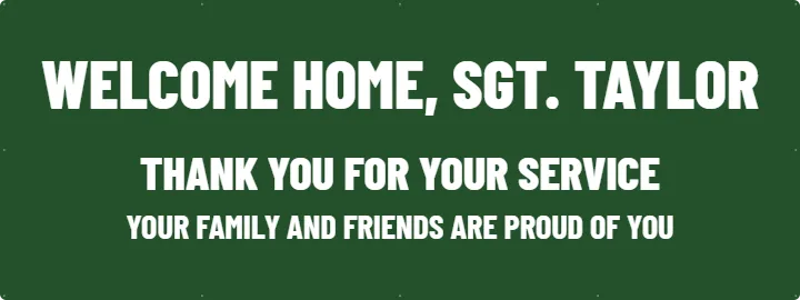 Military welcome, words only: Custom Vinyl Banner example, 8 x 3 ft