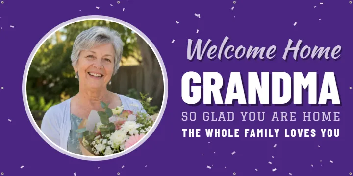 Home from the hospital: Welcome Home Banner example, 6 x 3 ft